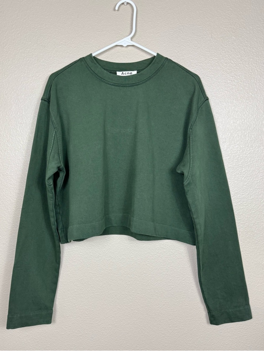 Acne studios Odice Embossed French Terry Oversized Crewneck Sweater Green XXS G